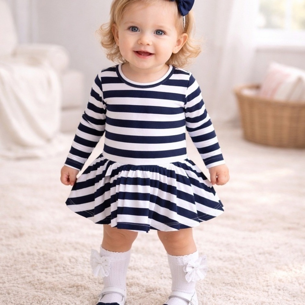 Gigi And Max Striped Black White Jett Tutu Dress Girls 12-18 months Bamboo